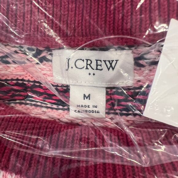 NWT J. Crew Pink, Green & Blue Fair Isle Cotton Sweater - Picture 9 of 11